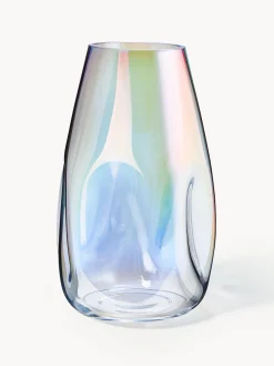 Jarrones|Jarrones>Westwing Collection Jarrón grande de vidrio iridiscente soplado Rainbow, 35 cm Cromo, transparente, iridiscente
