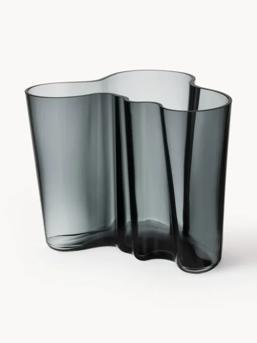 Jarrones|Jarrones>iittala Jarrón soplado artesanalmente Alvar Aalto, 16 cm Gris oscuro transparente