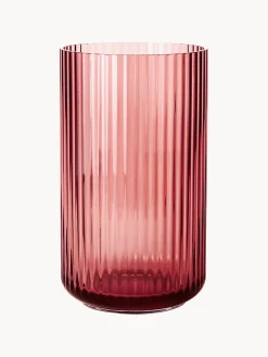 Jarrones|Jarrones>Lyngby Porcelaen Jarrón soplado Lyngby, 25 cm Rojo coral transparente