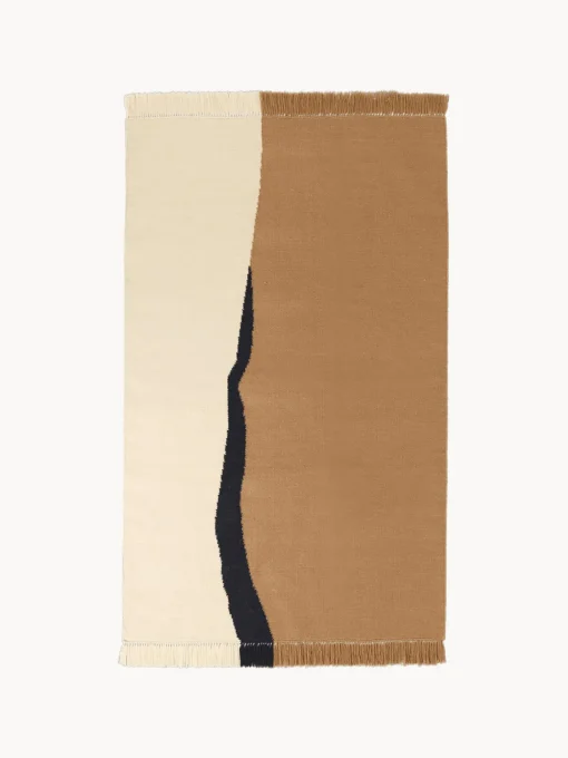Rectangular|Alfombras Rectangulares>Ferm Living Kilim alfombra artesanal de lana con flecos Soil
