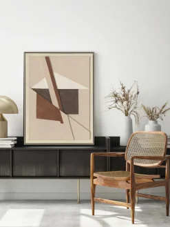 Online Lienzo pintado a mano con marco Brown Shapes Lienzos|Jarrones