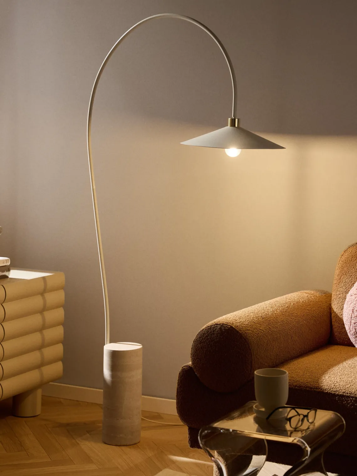 Lámparas De Pie|Lámparas De Techo>Westwing Collection Lámpara arco de travertino Cora