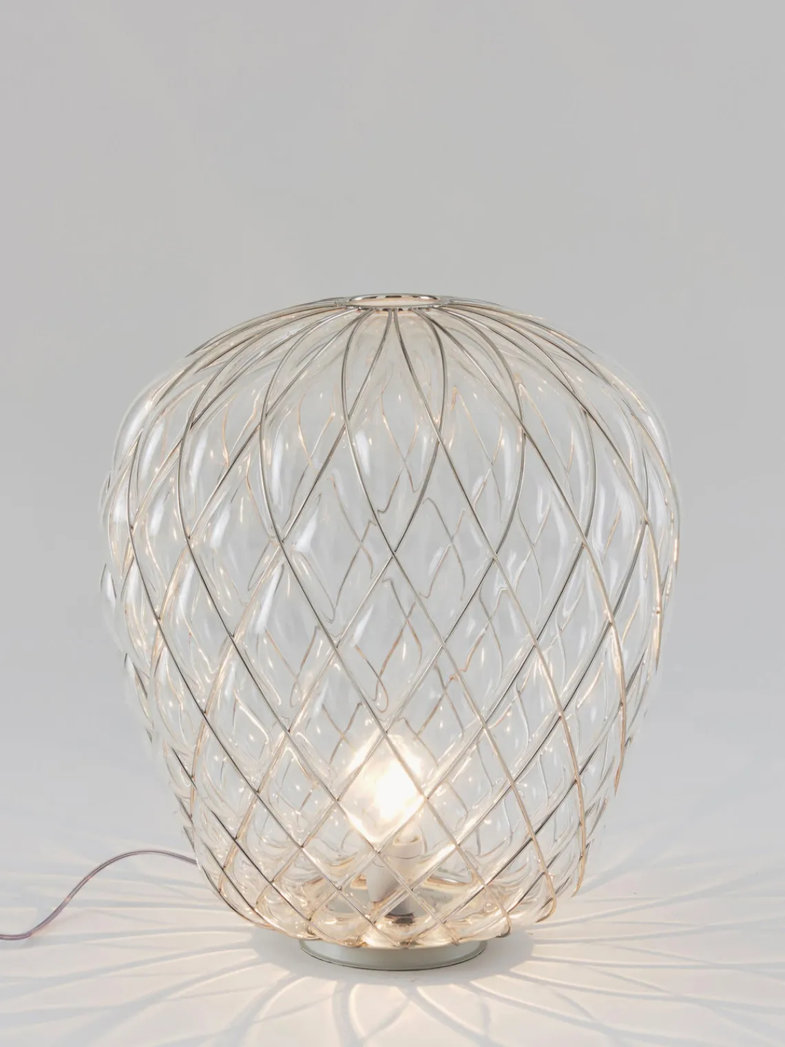 Lámparas De Mesa|Lámparas De Techo>FontanaArte Lámpara de mesa artesanal grande regulable Pinecone Transparente, plateado