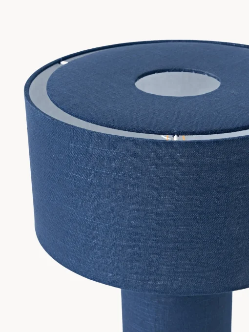 Lámparas De Mesa|Lámparas De Techo>Westwing Collection Lámpara de mesa de lino Ron Lino azul oscuro