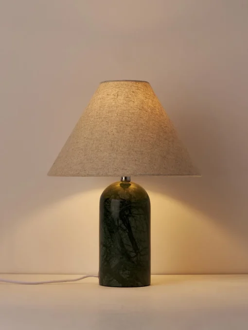 Lámparas De Mesa|Lámparas De Techo>Westwing Collection Lámpara de mesa de mármol Gia Beige, mármol verde oscuro