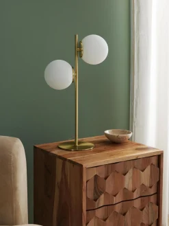 Lámparas De Mesa|Lámparas De Techo></noscript>Westwing Collection Lámpara de mesa de vidrio opalino Atlanta Blanco, dorado