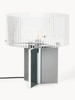 Lámparas De Mesa|Lámparas De Techo></noscript>Westwing Collection Lámpara de mesa de vidrio estriado Emmi Cromo, transparente