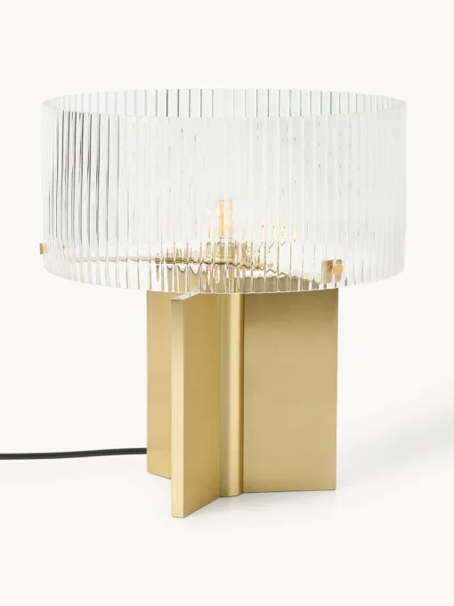 Lámparas De Mesa|Lámparas De Techo>Westwing Collection Lámpara de mesa de vidrio estriado Emmi Transparente, dorado