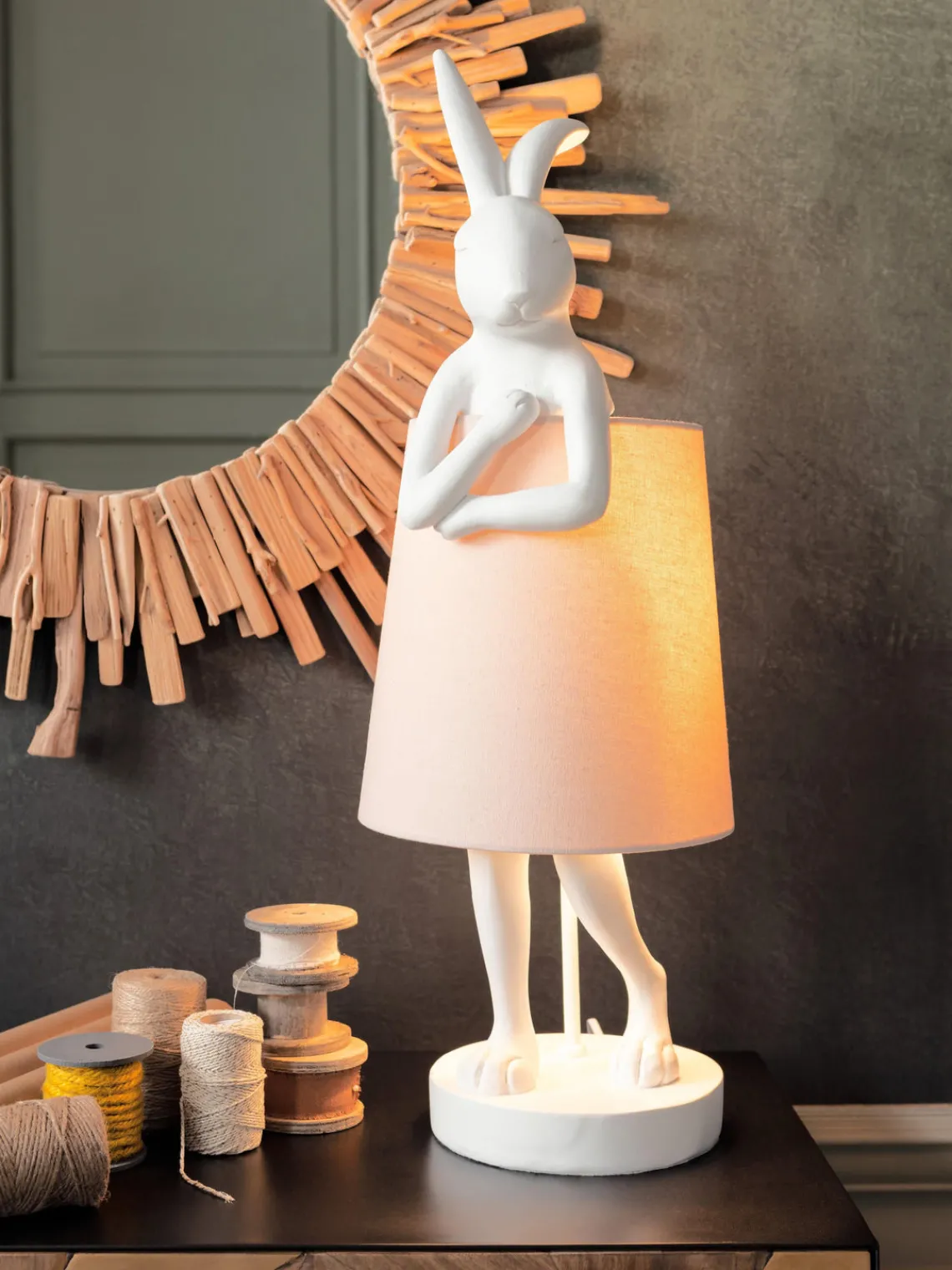 Lámparas De Mesa|Lámparas De Techo>Kare Design Lámpara de mesa grande de diseño Rabbit Blanco, rosa claro