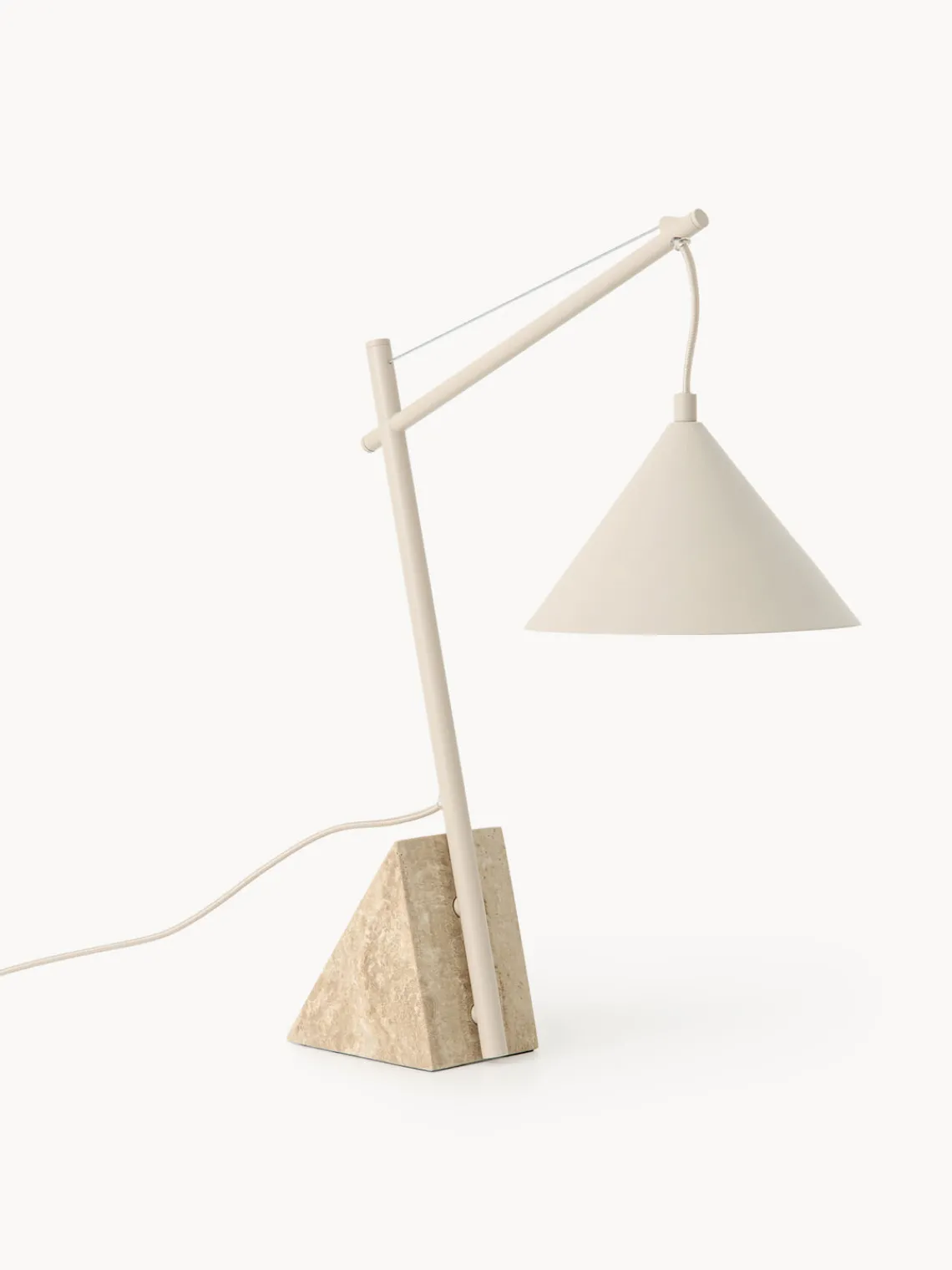 Lámparas De Mesa|Lámparas De Techo>Westwing Collection Lámpara de mesa grande de travertino Reyna Beige claro, travertino beige