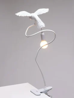 Lámparas De Mesa|Lámparas De Techo></noscript>SELETTI Lámpara de mesa grande regulable con pinza Sparrow Blanco mate