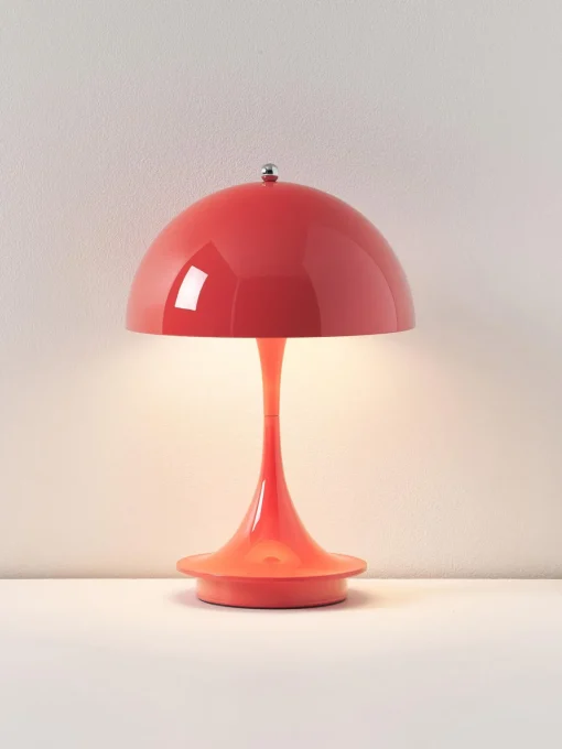 Lámparas De Mesa|Lámparas De Techo>Louis Poulsen Lámpara de mesa LED regulable Panthella de diseño Verner Panton, 24 cm, portátil Plástico rojo coral