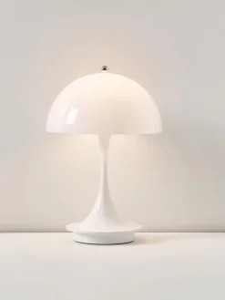 Lámparas De Mesa De Exterior|Lámparas De Mesa></noscript>Louis Poulsen Lámpara de mesa LED regulable Panthella de diseño Verner Panton, 24 cm, portátil Plástico blanco