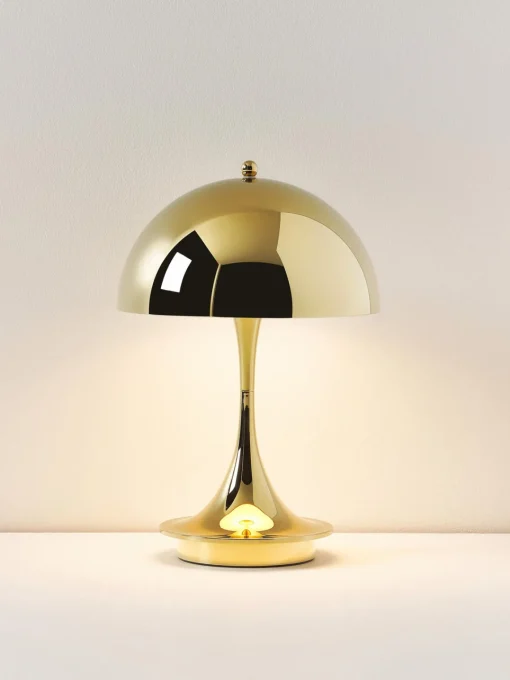 Lámparas De Mesa De Exterior|Lámparas De Mesa>Louis Poulsen Lámpara de mesa LED regulable Panthella de diseño Verner Panton, 24 cm, portátil Plástico dorado