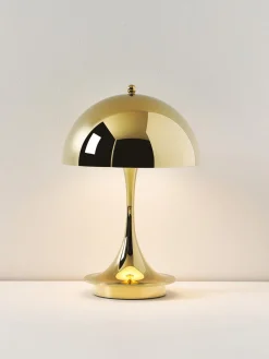 Lámparas De Mesa De Exterior|Lámparas De Mesa></noscript>Louis Poulsen Lámpara de mesa LED regulable Panthella de diseño Verner Panton, 24 cm, portátil Plástico dorado