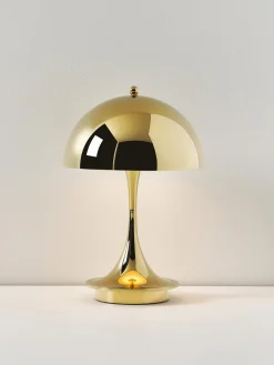 Lámparas De Mesa De Exterior|Lámparas De Mesa></noscript>Louis Poulsen Lámpara de mesa LED regulable Panthella de diseño Verner Panton, 24 cm, portátil Plástico dorado