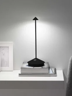 Lámparas De Mesa De Exterior|Lámparas De Techo>Zafferano Lámpara de mesa LED regulable pequeña Pina Pro, portátil Negro