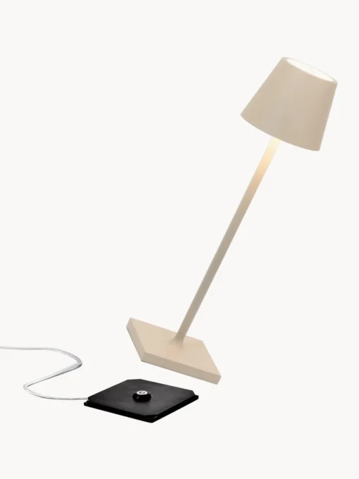 Lámparas De Mesa De Exterior|Lámparas De Mesa De Exterior>Zafferano Lámpara de mesa LED regulable Poldina, portátil Beige claro mate