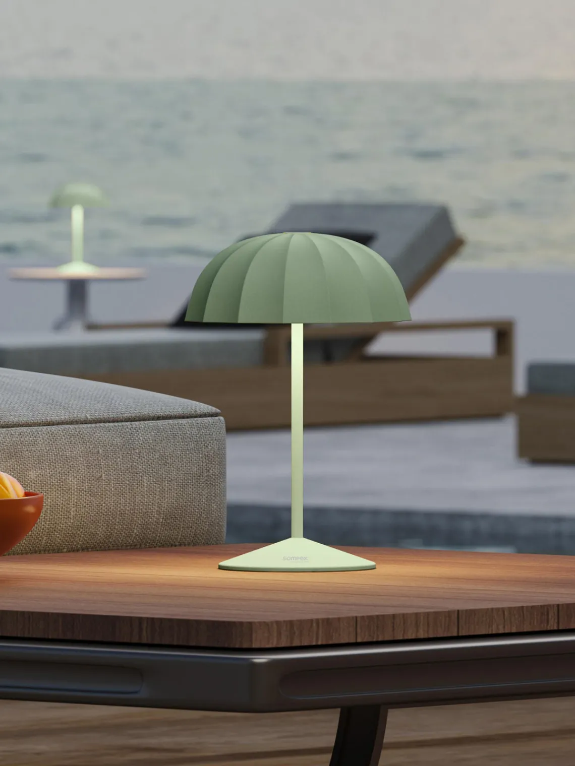 Lámparas De Mesa De Exterior|Lámparas De Techo>sompex Lámpara de mesa pequeña para exterior LED regulable Ombrellino, portátil Verde oliva