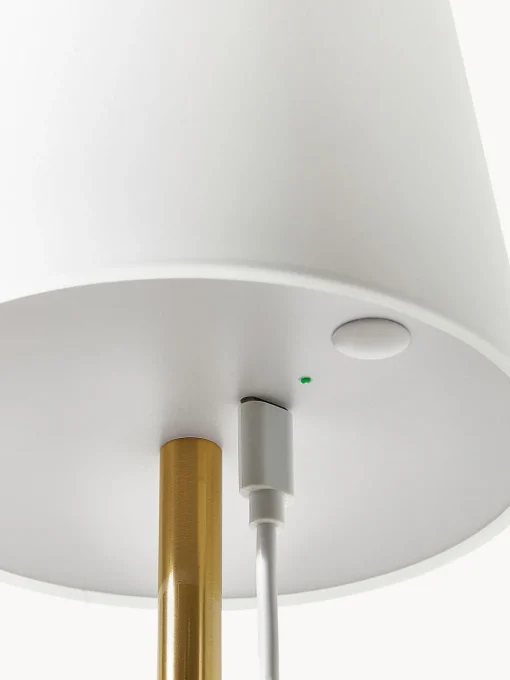 Lámparas De Mesa De Exterior|Lámparas De Techo>Westwing Collection Lámpara de mesa regulable con conexión USB Fausta Dorado, blanco