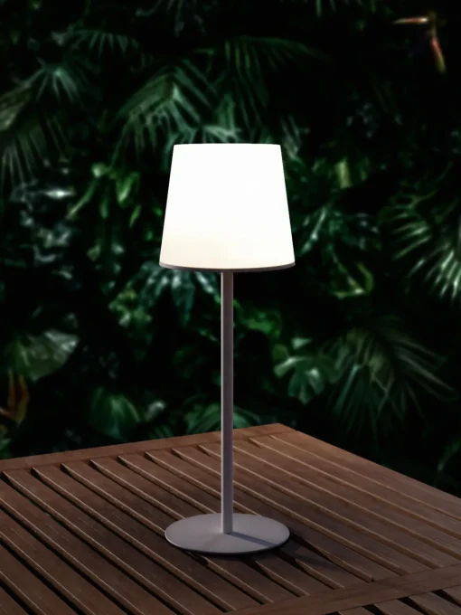 Lámparas De Mesa De Exterior|Lámparas De Techo>Westwing Collection Lámpara de mesa regulable con conexión USB Fausta Verde salvia, blanco