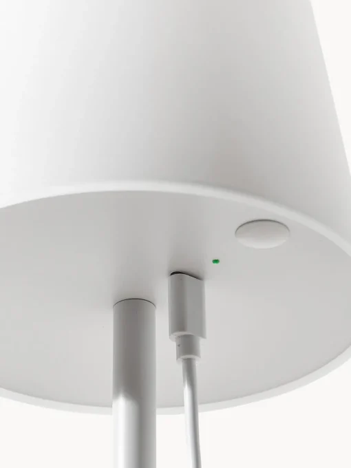 Lámparas De Mesa De Exterior|Lámparas De Techo>Westwing Collection Lámpara de mesa regulable con conexión USB Fausta Verde salvia, blanco