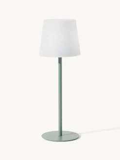 Lámparas De Mesa De Exterior|Lámparas De Techo>Westwing Collection Lámpara de mesa regulable con conexión USB Fausta Verde salvia, blanco
