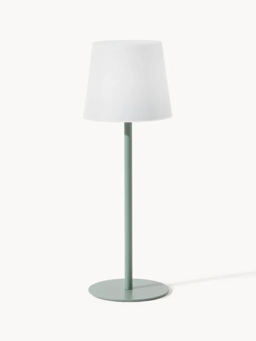 Lámparas De Mesa De Exterior|Lámparas De Techo>Westwing Collection Lámpara de mesa regulable con conexión USB Fausta Verde salvia, blanco