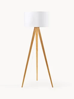 Outlet Lámpara de pie con pantalla de madera maciza Jake Lámparas De Pie|Lámparas De Techo