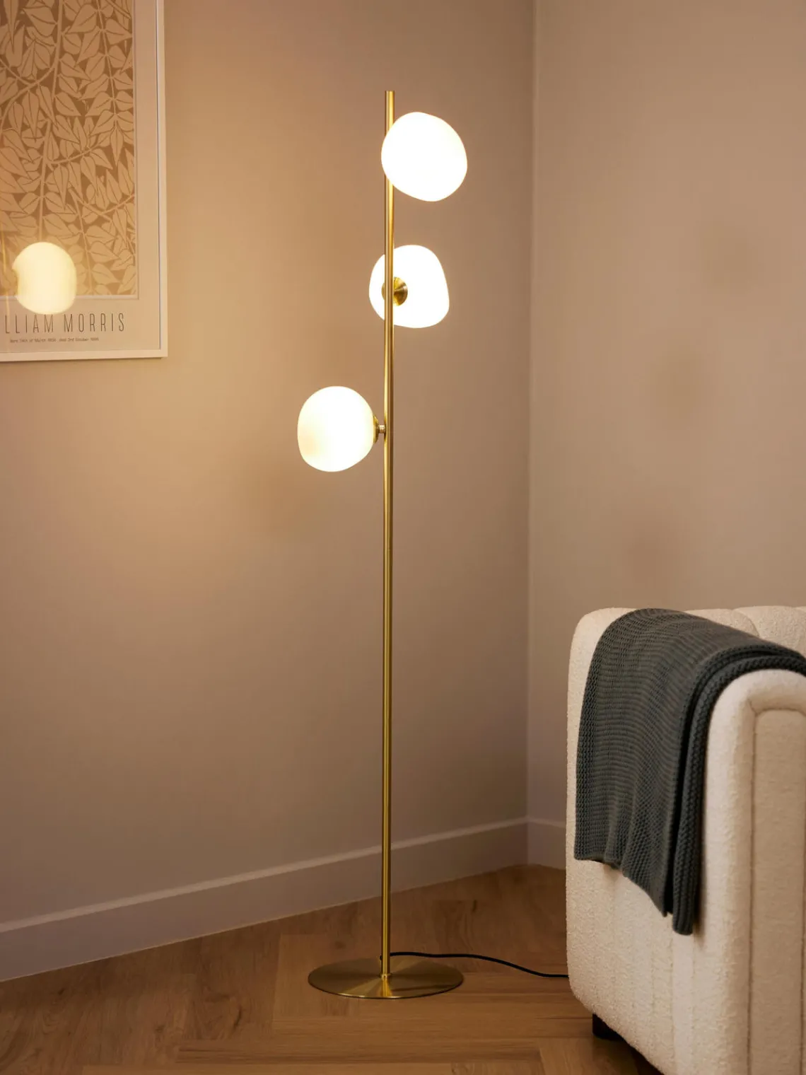 Lámparas De Pie|Lámparas De Techo>Westwing Collection Lámpara de pie de vidrio opalino Josie