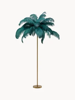 Lámparas De Pie|Lámparas De Techo>Kare Design Lámpara de pie Feather Palm Pantalla: verdeEstructura: doradoCable: transparente