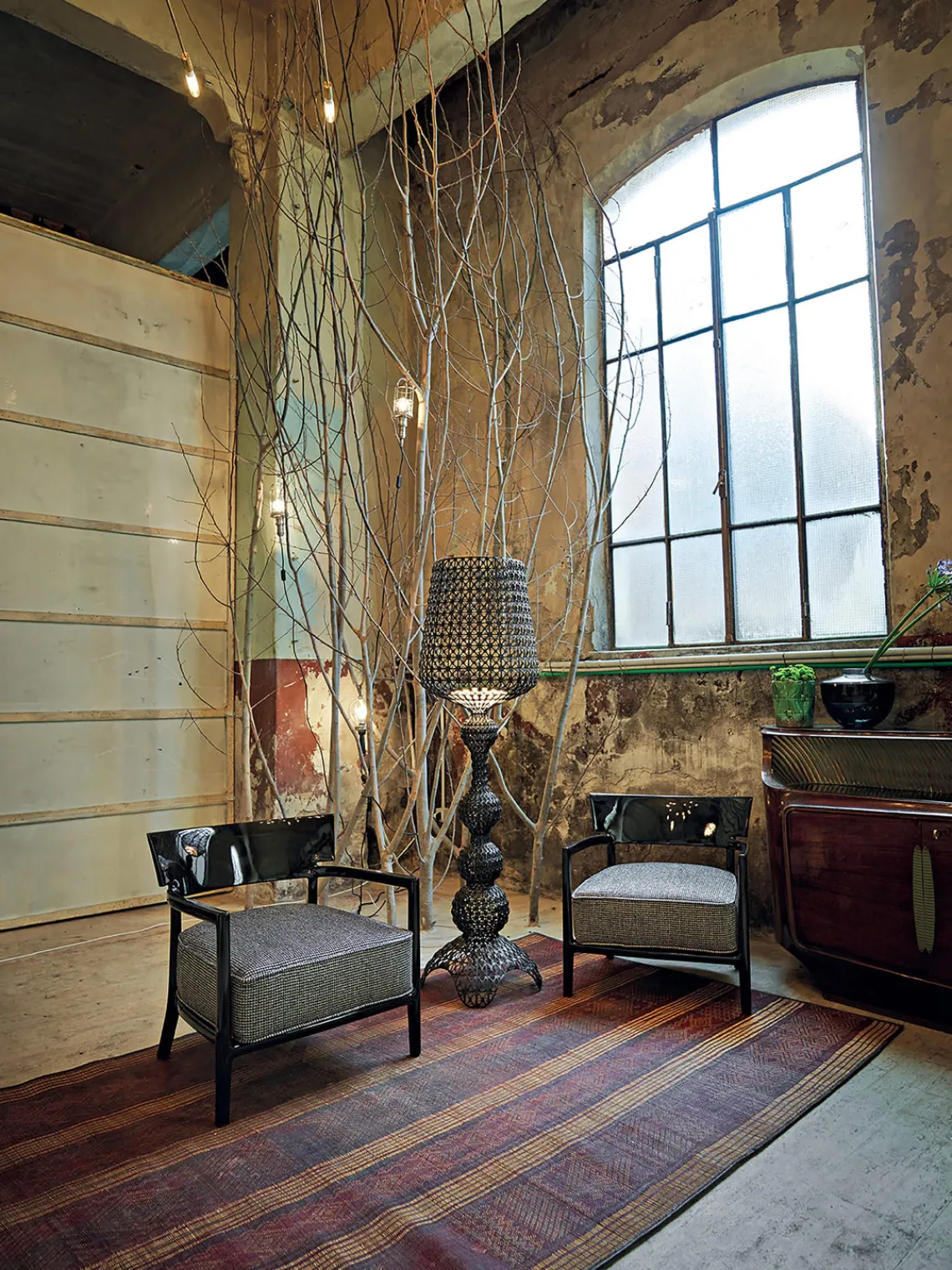 Lámparas De Pie|Lámparas De Techo>Kartell Lámpara de pie LED regulable Kabuki Negro