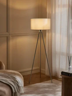 Lámparas De Pie|Lámparas De Techo>Westwing Collection Lámpara de pie trípode Cella Blanco, cromo