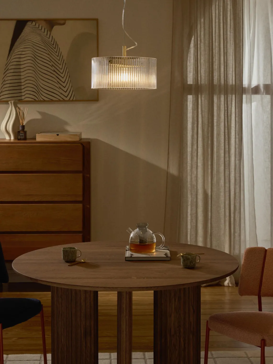 Lámparas De Techo|Lámparas De Techo>Westwing Collection Lámpara de techo de vidrio acanalado Emmi Dorado, transparente