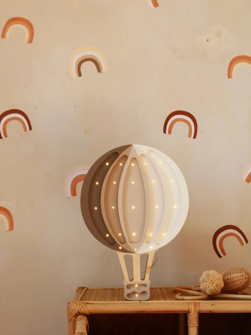Decoración Infantil|Lámparas Infantiles>Little Lights Lámpara infantil LED artesanal regulable Hot Air Baloon, con función de temporizador y control remoto Taupe, beige claro, blanco