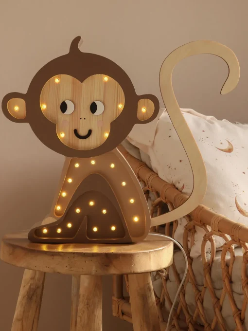 Decoración Infantil|Lámparas Infantiles>Little Lights Lámpara infantil LED artesanal regulable con función de temporizador y control a mando Monkey