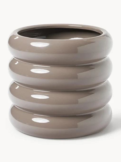 Maceteros|Jarrones>Westwing Collection Maceta de gres Rudi, 30 cm Gris pardo brillante