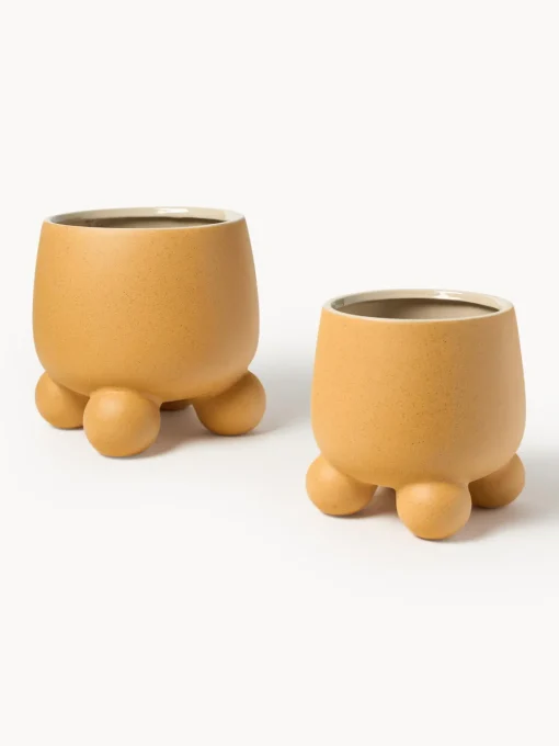 Maceteros|Jarrones>Westwing Collection Macetero Olea, 26 cm Mostaza mate