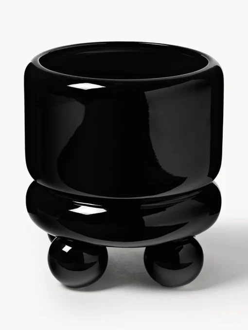 Maceteros|Jarrones>Westwing Collection Macetero pequeño Bryn, 18 cm Negro brillante