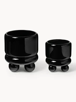 Maceteros|Jarrones></noscript>Westwing Collection Macetero pequeño Bryn, 18 cm Negro brillante