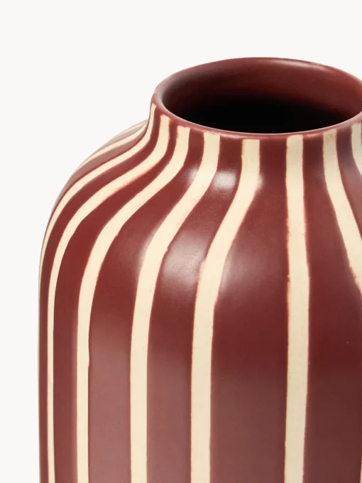 Jarrones|Jarrones>Westwing Collection Macetero pintado a mano Elio, 23 cm Rojo óxido, blanco crema