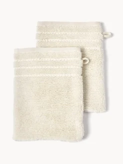 New Manoplas de baño con borde a rayas Luxe, 2 uds. Toallas|Mantas