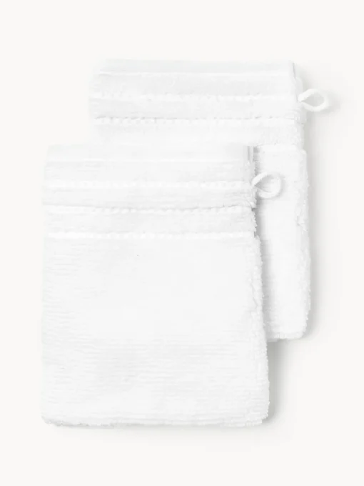 Online Manoplas de baño con borde a rayas Luxe, 2 uds. Toallas|Mantas