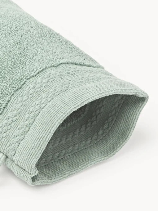 Toallas|Mantas>Westwing Collection Manoplas de baño de algodón ecológico Premium, 2 uds. Verde salvia