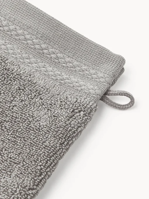 Toallas|Mantas>Westwing Collection Manoplas de baño de algodón ecológico Premium, 2 uds. Gris oscuro
