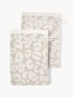 Toallas|Mantas>Westwing Collection Manoplas de baño Leo, 2 uds. Beige, Off White