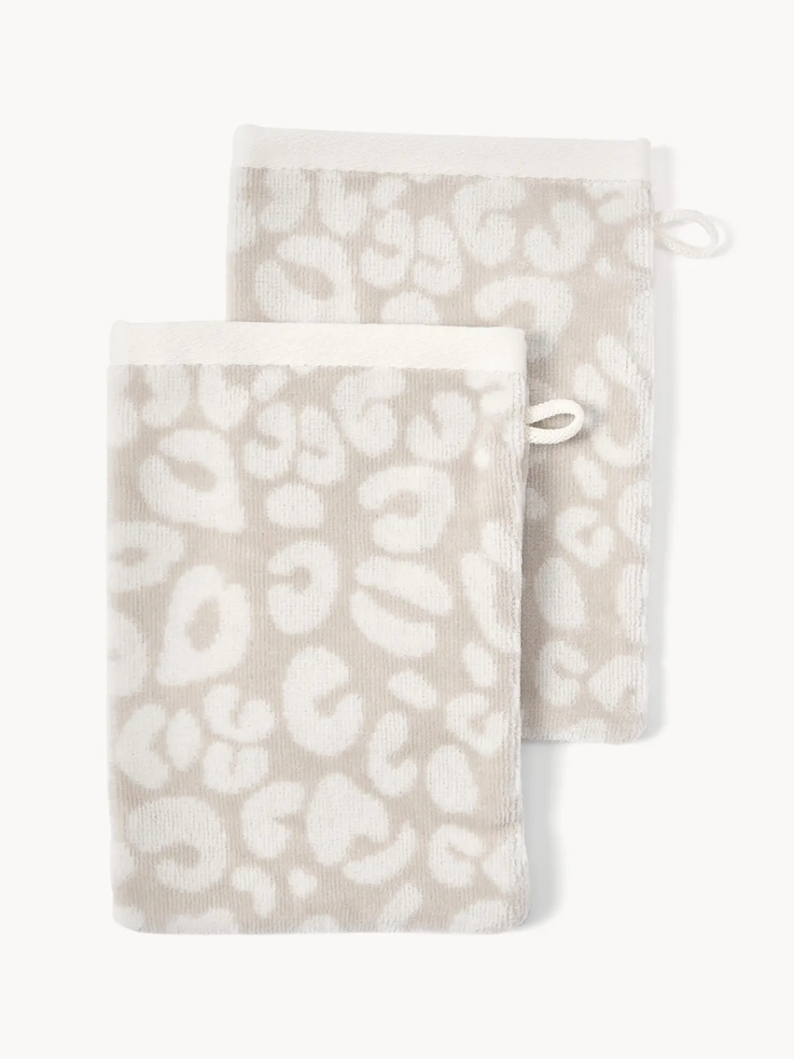 Toallas|Mantas>Westwing Collection Manoplas de baño Leo, 2 uds. Beige, Off White