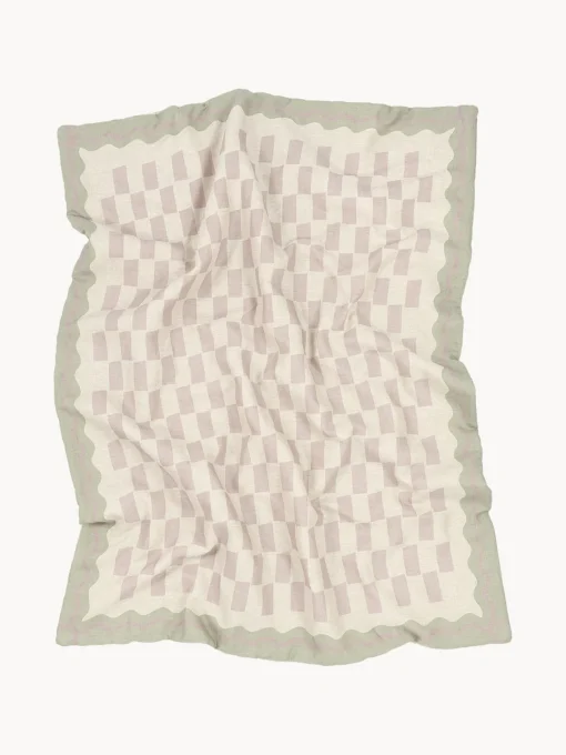 Mantas Y Alfombras De Juego|Decoración Infantil>Nobodinoz Manta acogedora de algodón Vibes Blanco Off White, verde oliva, lavanda