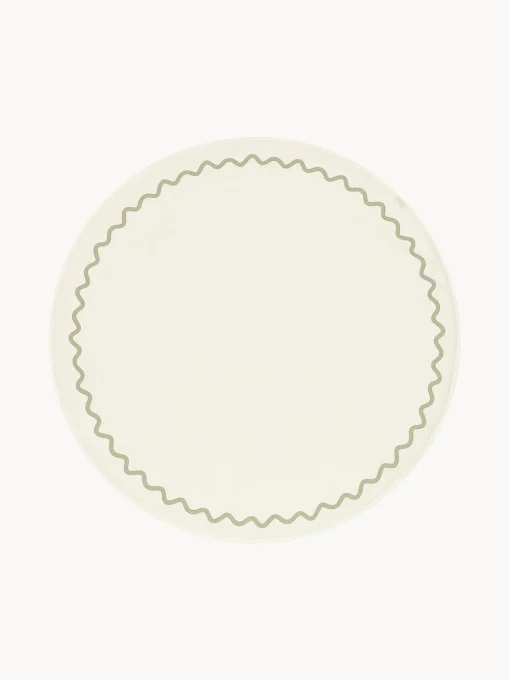 Mantas Y Alfombras De Juego|Decoración Infantil>Nobodinoz Manta de juego redonda de algodón Vibes Blanco Off White, verde oliva