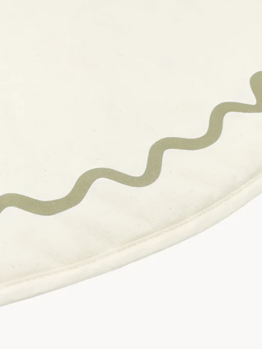 Mantas Y Alfombras De Juego|Decoración Infantil>Nobodinoz Manta de juego redonda de algodón Vibes Blanco Off White, verde oliva
